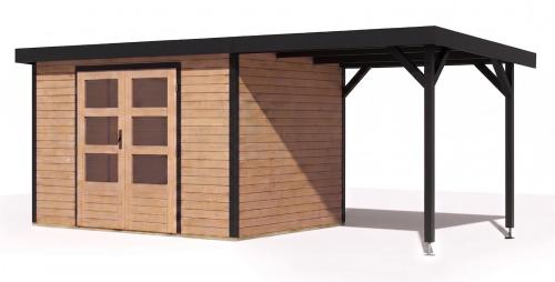 hybridní domek KARIBU JUPITER 5A (12406) natur / antracit + přístavek 219 cm