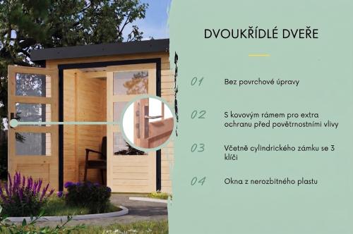 hybridní domek KARIBU JUPITER 5A (12406) natur / antracit + přístavek 219 cm