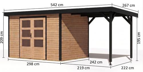 hybridní domek KARIBU JUPITER 5A (12406) natur / antracit + přístavek 219 cm