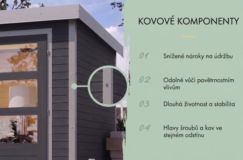 hybridní domek KARIBU JUPITER 5B (12410) terragrau / sv. šedá + přístavek 219 cm