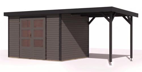 hybridní domek KARIBU JUPITER 5B (12411) terragrau / antracit + přístavek 219 cm