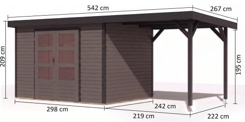 hybridní domek KARIBU JUPITER 5B (12411) terragrau / antracit + přístavek 219 cm