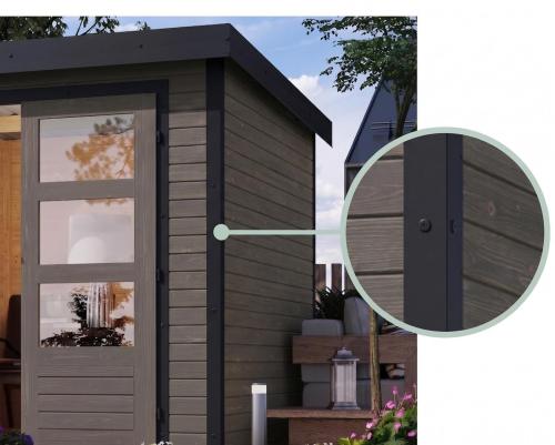 hybridní domek KARIBU JUPITER 5B (12411) terragrau / antracit + přístavek 219 cm