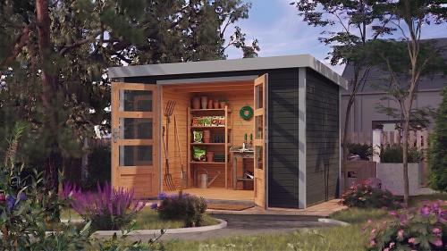 hybridní domek KARIBU JUPITER 5C (12333) antracit / sv. šedá