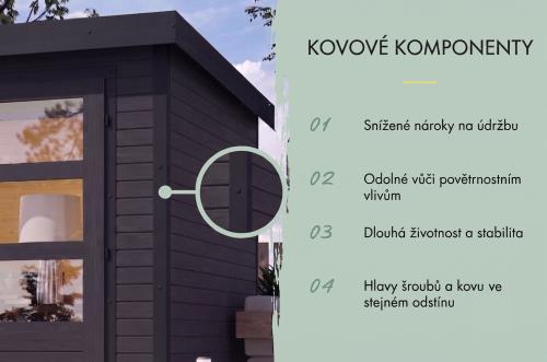hybridní domek KARIBU JUPITER 5C (12414) antracit / antracit + přístavek 219 cm
