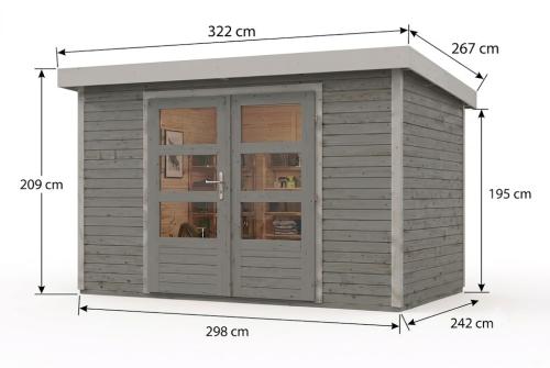 hybridní domek KARIBU JUPITER 5D (12336) světle šedý / sv. šedá