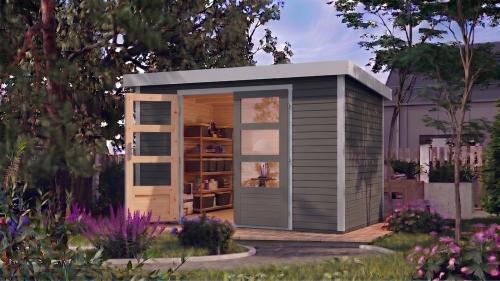 hybridní domek KARIBU JUPITER 5D (12336) světle šedý / sv. šedá