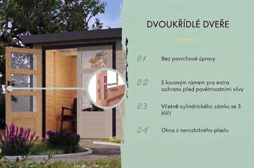 hybridní domek KARIBU JUPITER 5D (12337) světle šedý / antracit