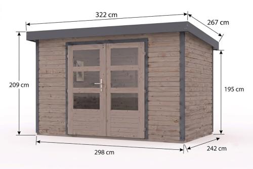 hybridní domek KARIBU JUPITER 5D (12337) světle šedý / antracit