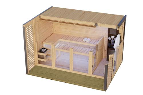 finská sauna KARIBU ARES 4 (66766) natur / šedá