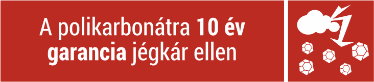A polikarbonátra 10 év törés ellenni szerződési garancia a jégesővel szemben. 